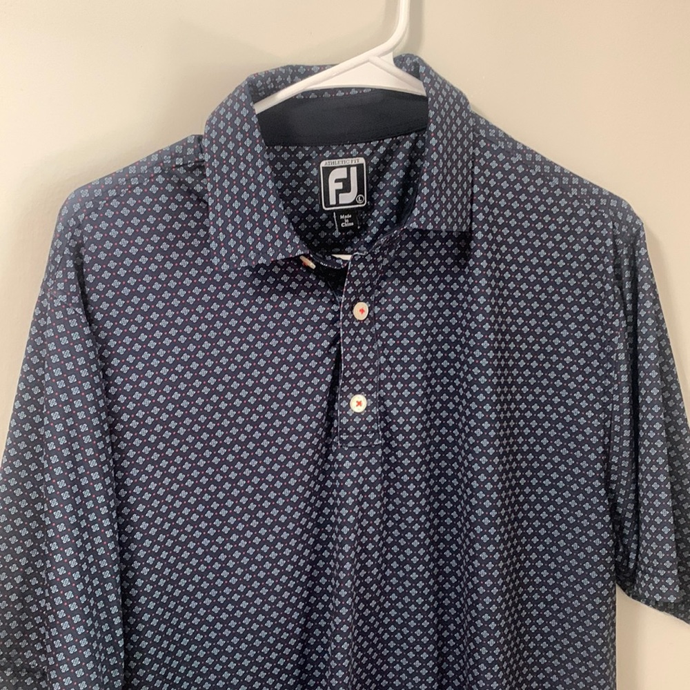 Footjoy Lisle Print Mens Golf Polo Athletic Fit Size L